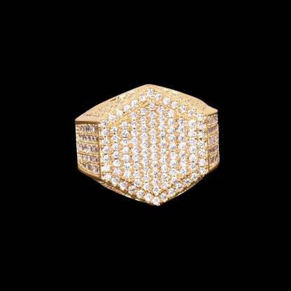 Hexagon Iced Out Ring - Cartice™LuxuryJewelryGoldSilverWatchBraceletNecklaceChainIced-outCubanMoissaniteTarnish-freeStainlessDurablePremiumShinePlatedStatementDiamondAffordable