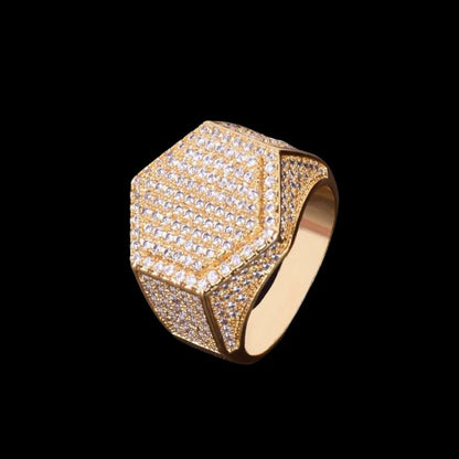 Hexagon Iced Out Ring - Cartice™LuxuryJewelryGoldSilverWatchBraceletNecklaceChainIced-outCubanMoissaniteTarnish-freeStainlessDurablePremiumShinePlatedStatementDiamondAffordable