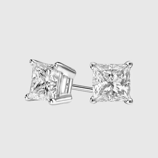 VVS SQUARE STUD EARRINGS 1.2 CTW   - White Gold Vermeil - Cartice™LuxuryJewelryGoldSilverWatchBraceletNecklaceChainIced-outCubanMoissaniteTarnish-freeStainlessDurablePremiumShinePlatedStatementDiamondAffordable