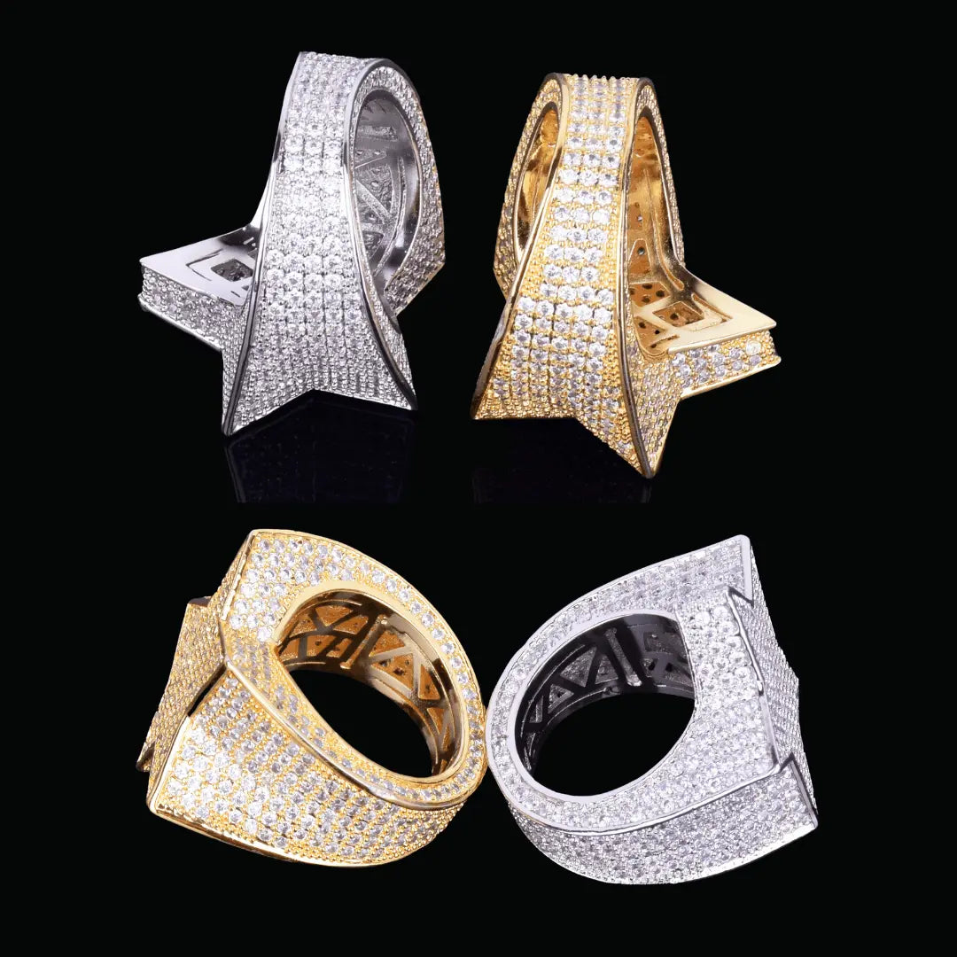 Star Iced Out Diamond Ring - Cartice™LuxuryJewelryGoldSilverWatchBraceletNecklaceChainIced-outCubanMoissaniteTarnish-freeStainlessDurablePremiumShinePlatedStatementDiamondAffordable