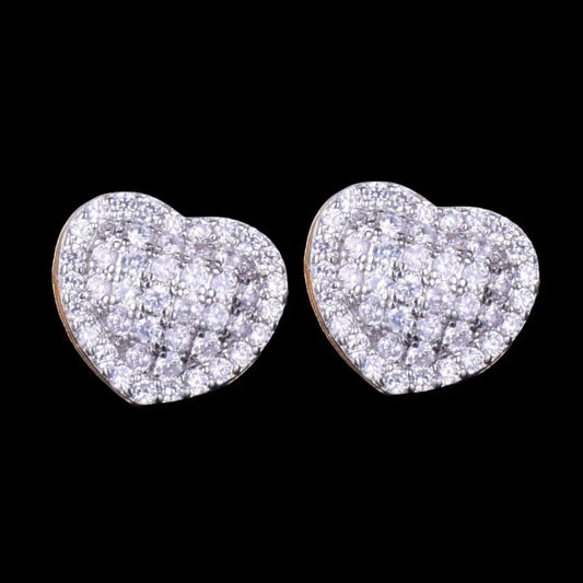 14MM Tennis Heart Iced Out Stud Earrings - Cartice™LuxuryJewelryGoldSilverWatchBraceletNecklaceChainIced-outCubanMoissaniteTarnish-freeStainlessDurablePremiumShinePlatedStatementDiamondAffordable