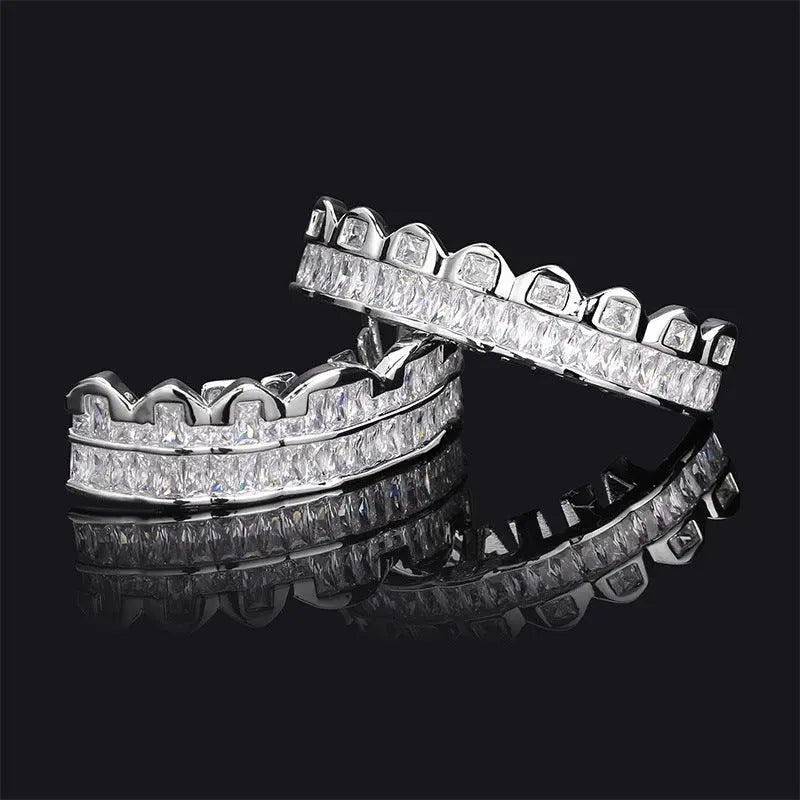 Baguette Iced Out Diamond Grillz - Cartice™LuxuryJewelryGoldSilverWatchBraceletNecklaceChainIced-outCubanMoissaniteTarnish-freeStainlessDurablePremiumShinePlatedStatementDiamondAffordable