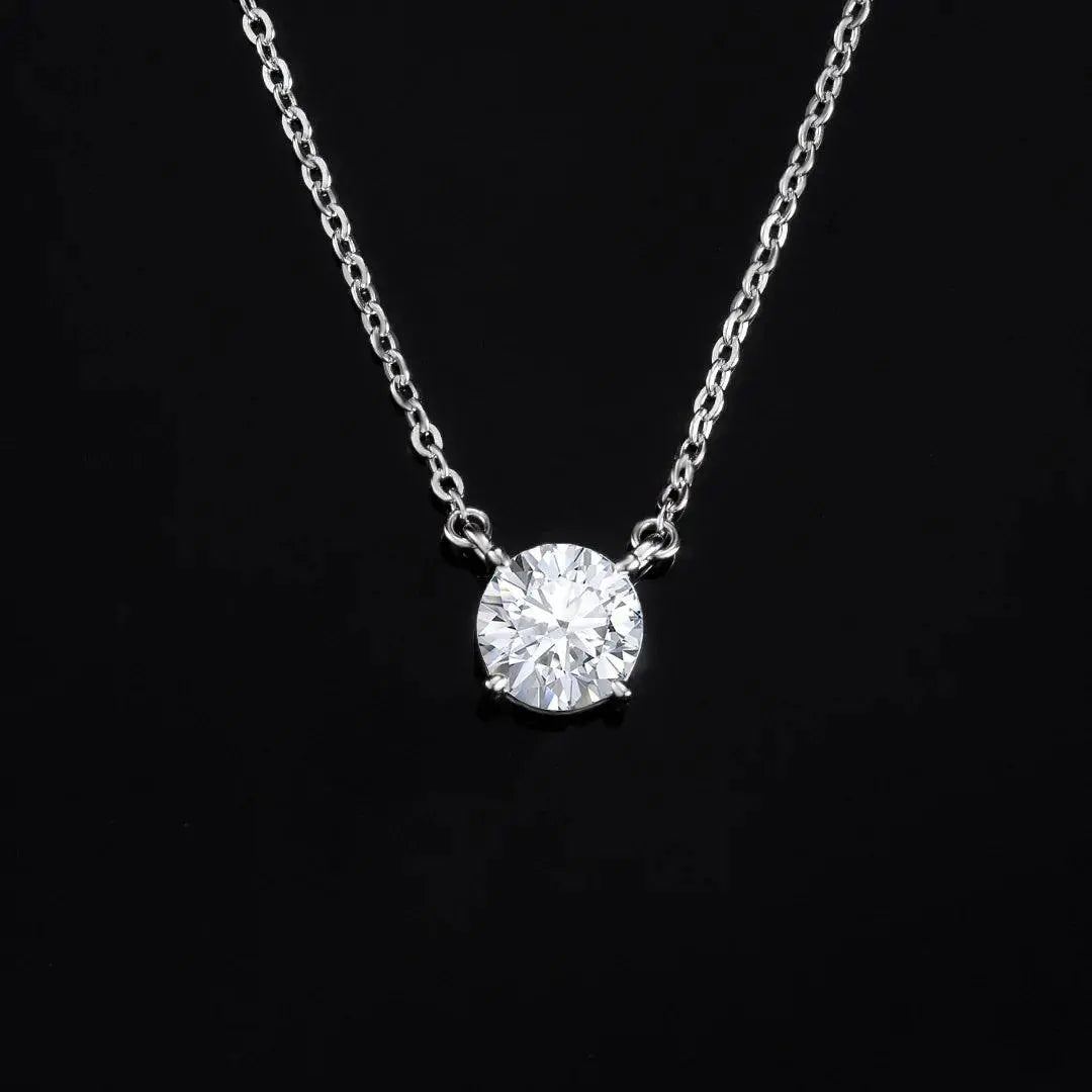 2ct Moissanite Solitaire Adjustable Necklace - White Vermeil - Cartice™LuxuryJewelryGoldSilverWatchBraceletNecklaceChainIced-outCubanMoissaniteTarnish-freeStainlessDurablePremiumShinePlatedStatementDiamondAffordable