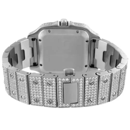 Moissanite White Tone Iced Out Watch Cartice-jewelry