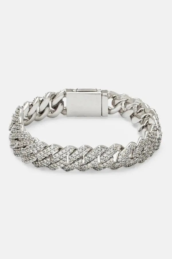 DIAMOND PRONG CUBAN BRACELET 8MM - White Gold - Cartice™LuxuryJewelryGoldSilverWatchBraceletNecklaceChainIced-outCubanMoissaniteTarnish-freeStainlessDurablePremiumShinePlatedStatementDiamondAffordable