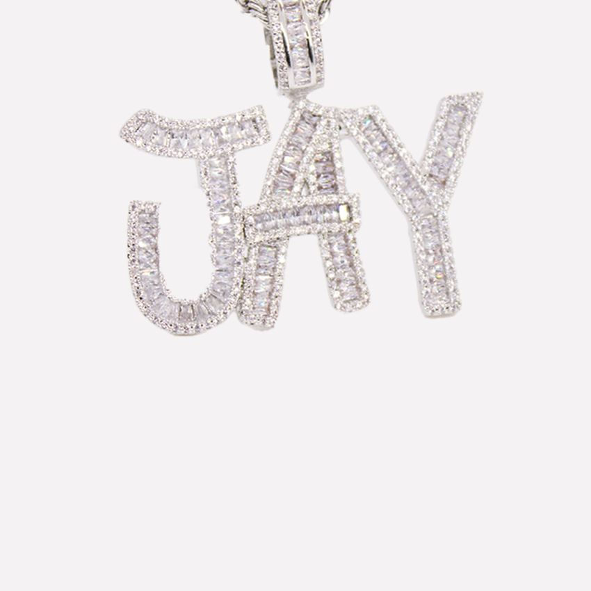 Iced Out Baguette Letters - White Gold