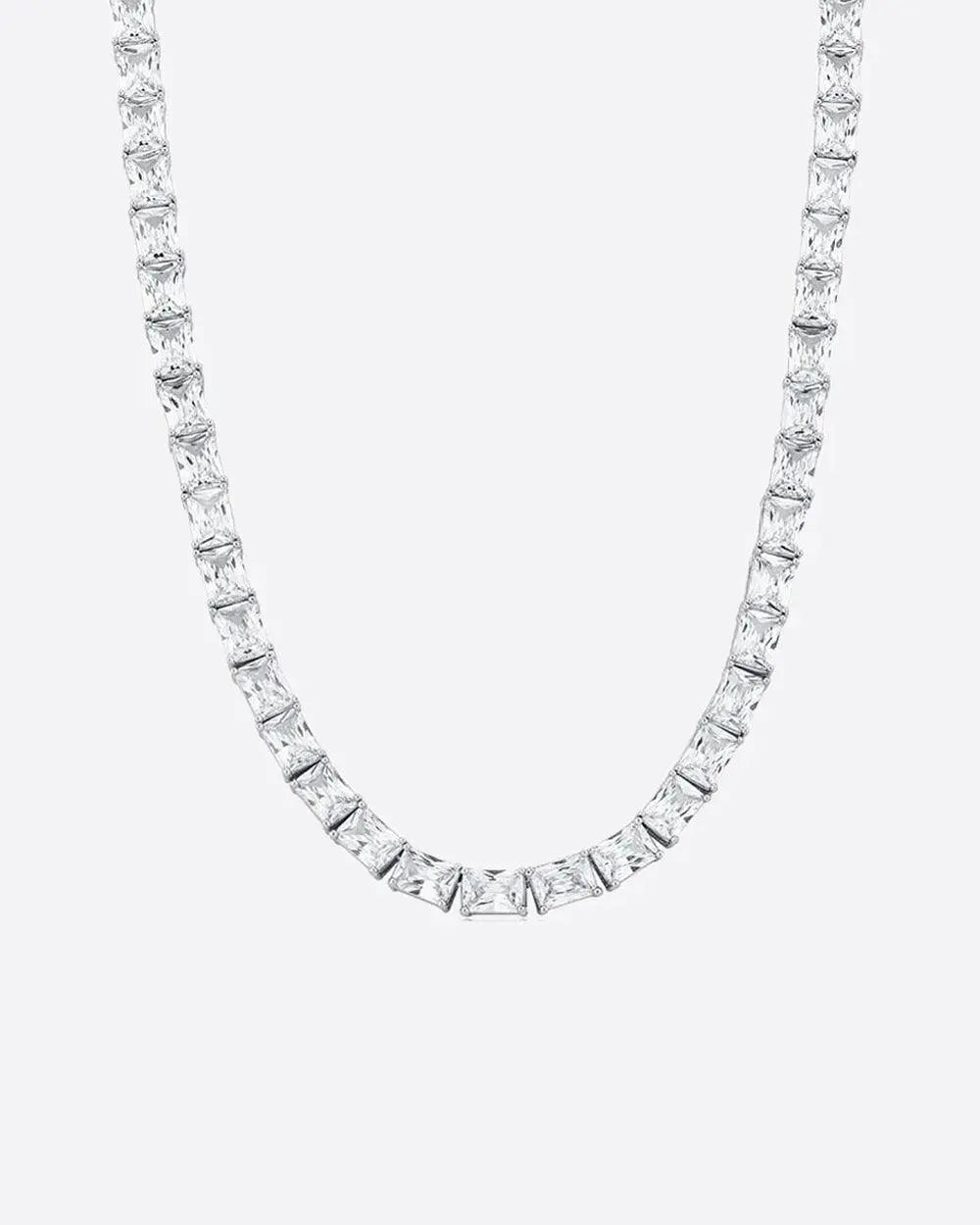 BAGUETTE TENNIS CHAIN - 6MM WHITE GOLD - Cartice™LuxuryJewelryGoldSilverWatchBraceletNecklaceChainIced-outCubanMoissaniteTarnish-freeStainlessDurablePremiumShinePlatedStatementDiamondAffordable