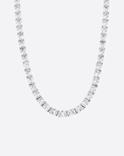 BAGUETTE TENNIS CHAIN - 6MM WHITE GOLD - Cartice™LuxuryJewelryGoldSilverWatchBraceletNecklaceChainIced-outCubanMoissaniteTarnish-freeStainlessDurablePremiumShinePlatedStatementDiamondAffordable