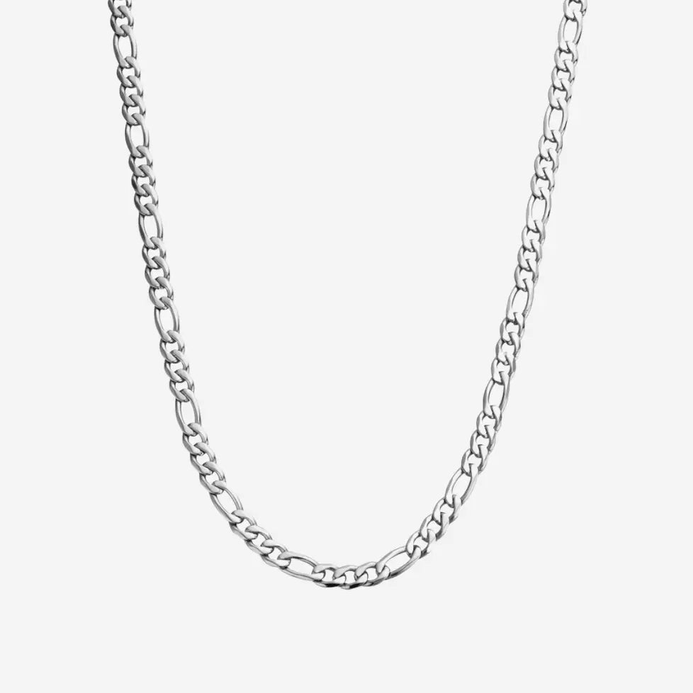 FIGARO CHAIN 5MM - White Gold - Cartice™LuxuryJewelryGoldSilverWatchBraceletNecklaceChainIced-outCubanMoissaniteTarnish-freeStainlessDurablePremiumShinePlatedStatementDiamondAffordable