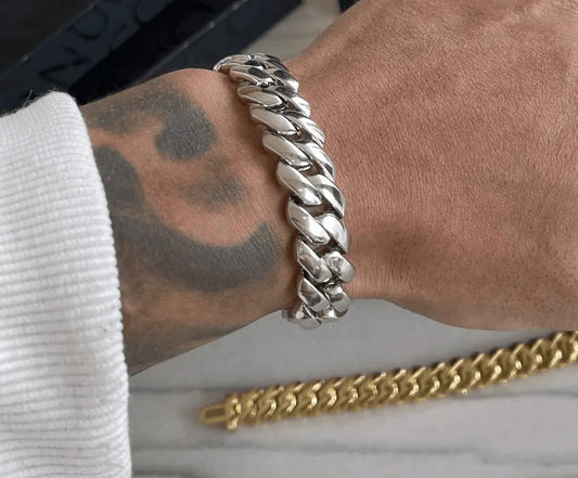 14mm Miami Prong Link Bracelet - White Gold - Cartice™LuxuryJewelryGoldSilverWatchBraceletNecklaceChainIced-outCubanMoissaniteTarnish-freeStainlessDurablePremiumShinePlatedStatementDiamondAffordable