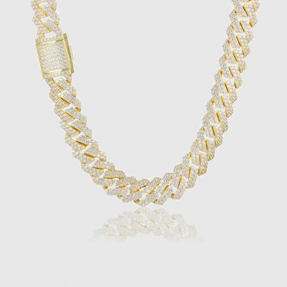 DIAMOND PRONG CUBAN CHAIN 14MM - Gold - Cartice™LuxuryJewelryGoldSilverWatchBraceletNecklaceChainIced-outCubanMoissaniteTarnish-freeStainlessDurablePremiumShinePlatedStatementDiamondAffordable