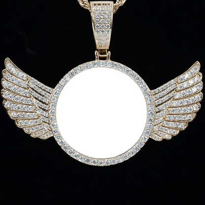 Custom Wing Photo Pendant- Gold