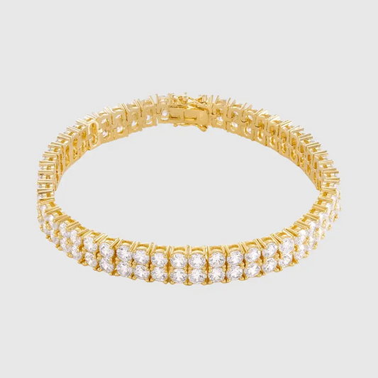 5mm Double-Row Tennis Bracelet - Gold - Cartice™LuxuryJewelryGoldSilverWatchBraceletNecklaceChainIced-outCubanMoissaniteTarnish-freeStainlessDurablePremiumShinePlatedStatementDiamondAffordable