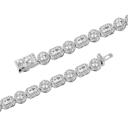 8mm Emerald Cut Mix Clustered Tennis Chain - White Gold - Cartice™LuxuryJewelryGoldSilverWatchBraceletNecklaceChainIced-outCubanMoissaniteTarnish-freeStainlessDurablePremiumShinePlatedStatementDiamondAffordable