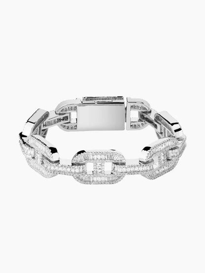 14mm Baguette Mariner Bracelet - White Gold - Cartice™LuxuryJewelryGoldSilverWatchBraceletNecklaceChainIced-outCubanMoissaniteTarnish-freeStainlessDurablePremiumShinePlatedStatementDiamondAffordable