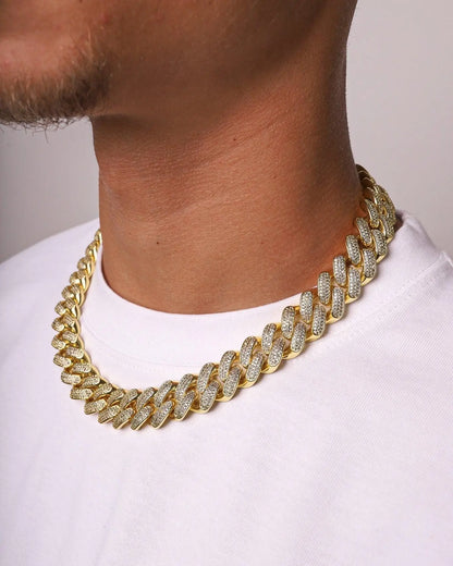 20MM ICED CUBAN CHAIN - GOLD - Cartice™LuxuryJewelryGoldSilverWatchBraceletNecklaceChainIced-outCubanMoissaniteTarnish-freeStainlessDurablePremiumShinePlatedStatementDiamondAffordable