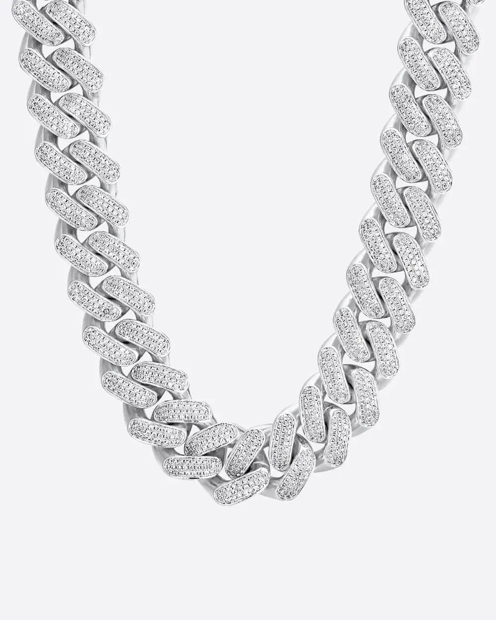 20MM ICED CUBAN CHAIN - WHITE GOLD - Cartice™LuxuryJewelryGoldSilverWatchBraceletNecklaceChainIced-outCubanMoissaniteTarnish-freeStainlessDurablePremiumShinePlatedStatementDiamondAffordable