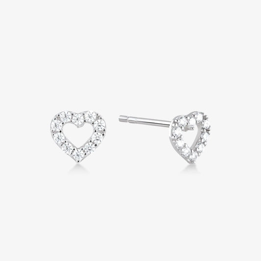 Outline Stud Heart Earring - White Gold - Cartice™LuxuryJewelryGoldSilverWatchBraceletNecklaceChainIced-outCubanMoissaniteTarnish-freeStainlessDurablePremiumShinePlatedStatementDiamondAffordable