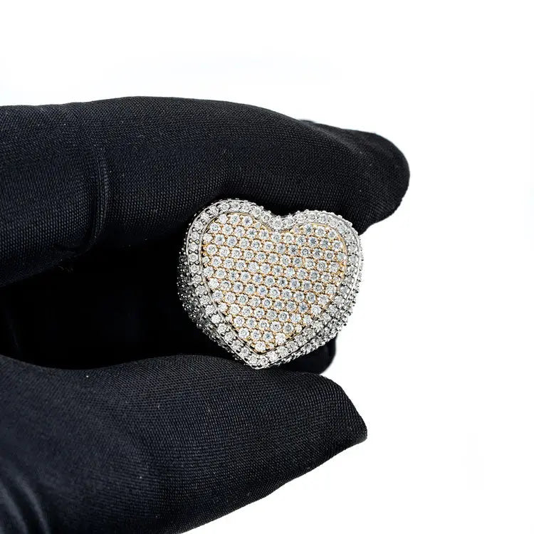 Two Tone Moissanite Heart Shaped Ring - Vermeil Gold Cartice-jewelry