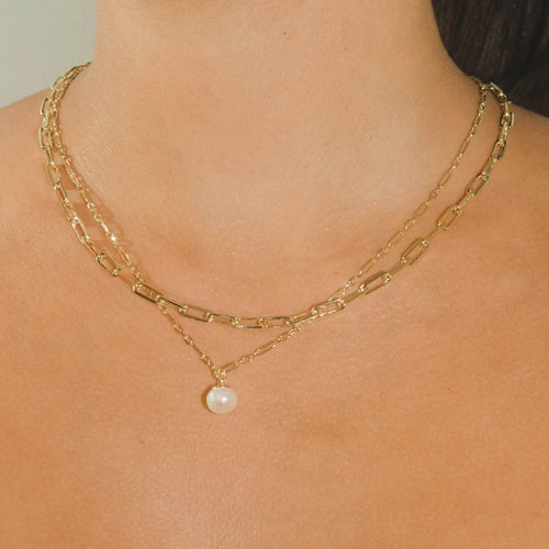 Pearl & Chain Necklace Set - Gold - Cartice™LuxuryJewelryGoldSilverWatchBraceletNecklaceChainIced-outCubanMoissaniteTarnish-freeStainlessDurablePremiumShinePlatedStatementDiamondAffordable