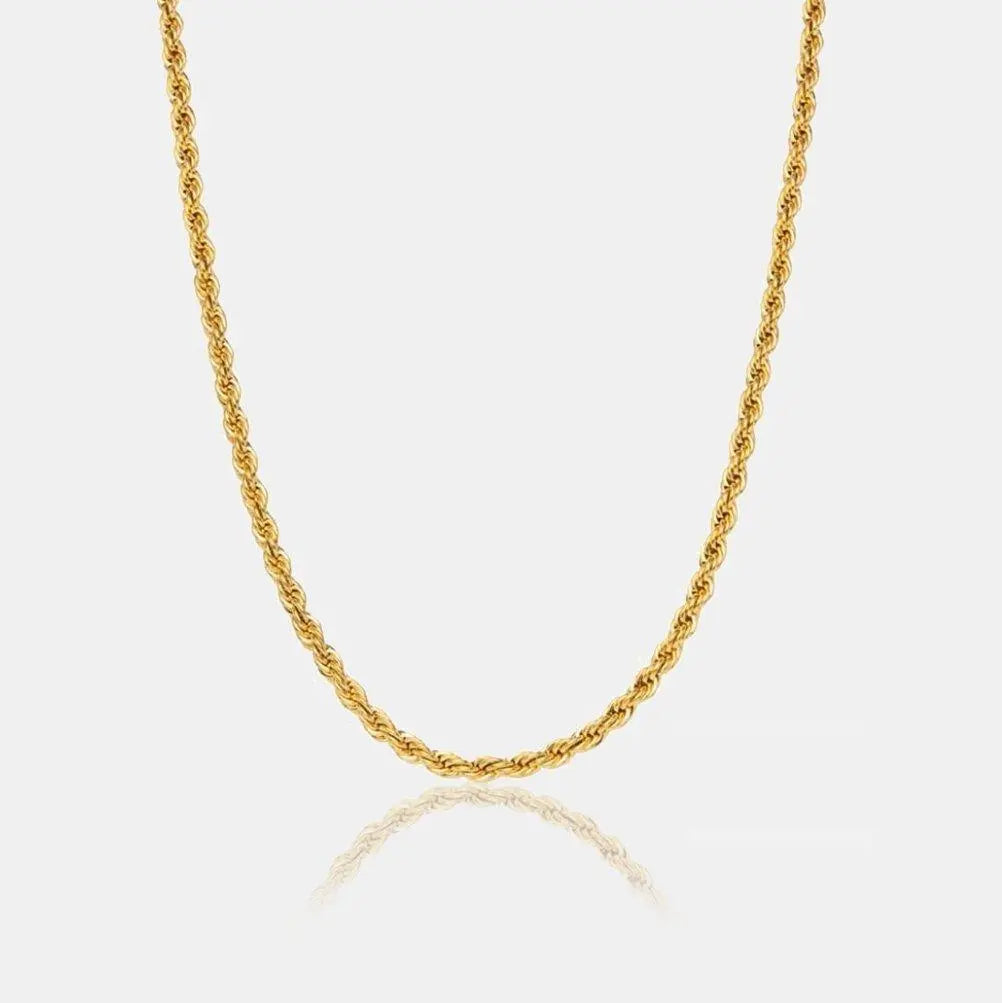 ROPE CHAIN 5MM - Gold - Cartice™LuxuryJewelryGoldSilverWatchBraceletNecklaceChainIced-outCubanMoissaniteTarnish-freeStainlessDurablePremiumShinePlatedStatementDiamondAffordable