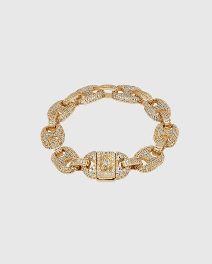 12mm Iced Mariner Link Bracelet - Gold - Cartice™LuxuryJewelryGoldSilverWatchBraceletNecklaceChainIced-outCubanMoissaniteTarnish-freeStainlessDurablePremiumShinePlatedStatementDiamondAffordable