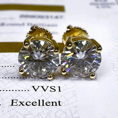 VVS ROUND STUD EARRINGS 5MM   - Gold Vermeil - Cartice™LuxuryJewelryGoldSilverWatchBraceletNecklaceChainIced-outCubanMoissaniteTarnish-freeStainlessDurablePremiumShinePlatedStatementDiamondAffordable